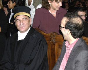 Vincenzo Cerami e Roberto Benigni durante la cerimonia