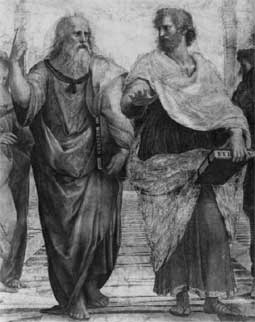 La scuola di Atene, particolare: Platone e Aristotele