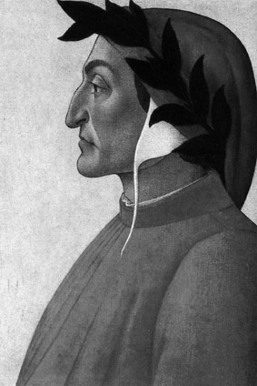Ritratto del profilo di Dante Alighieri